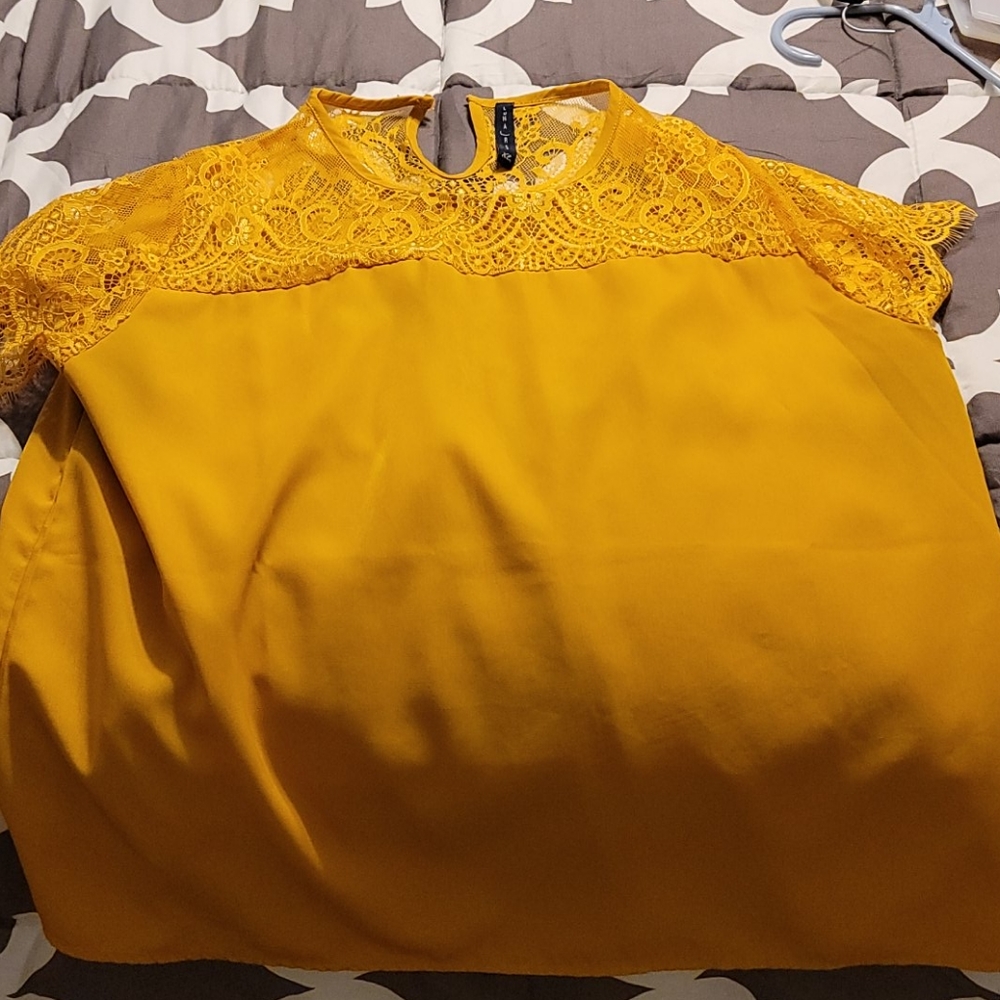 XL Luna Rae mustard yellow blouse